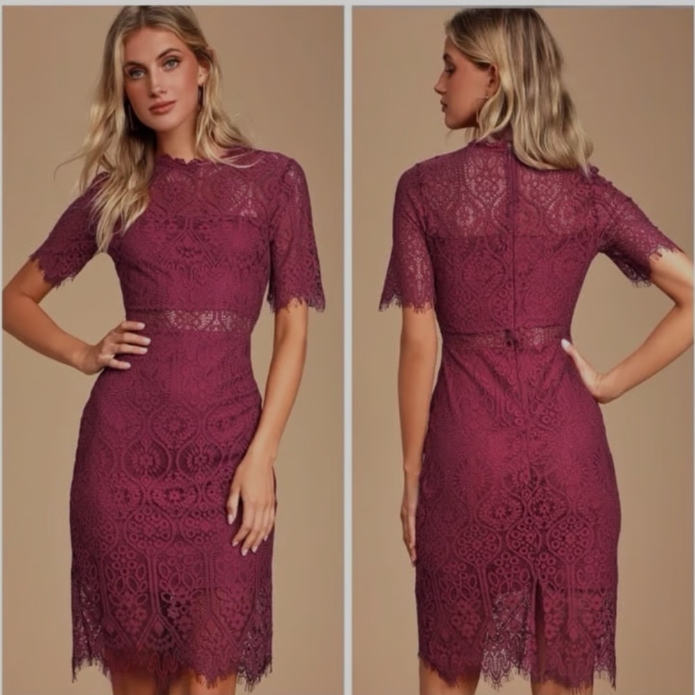 NWT Miami by Francescas Deep Burgundy Lace Midi Dress Size Large